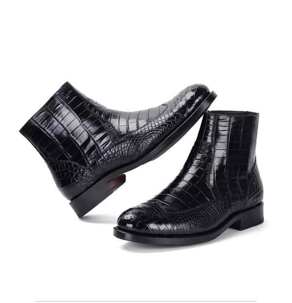 Black Ankle Crocodile Skin Boots