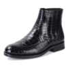 Black Ankle Crocodile Skin Boots