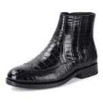 Black Ankle Crocodile Skin Boots