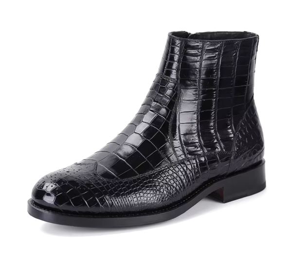 Black Ankle Crocodile Skin Boots