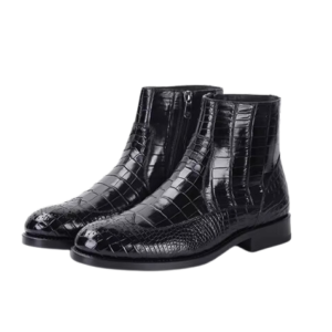 Black Ankle Crocodile Skin Boots