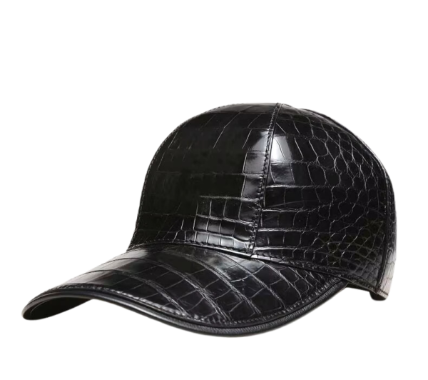 Black Baseball Cap Crocodile Belly Skin