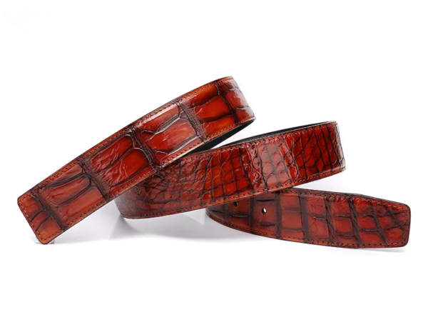 Handpainted Crocodile Skin Belt