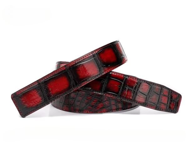 Handpainted Crocodile Skin Belt