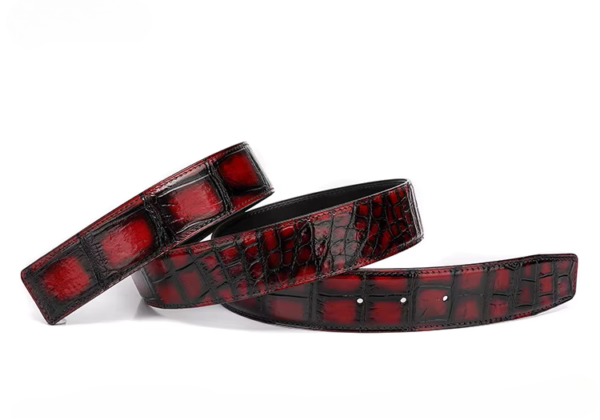 Handpainted Crocodile Skin Belt