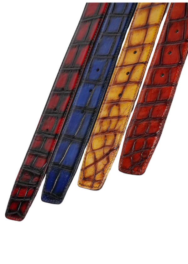 Handpainted Crocodile Skin Belt