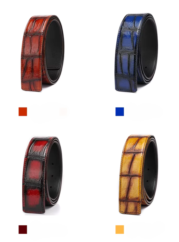 Handpainted Crocodile Skin Belt