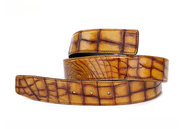 Handpainted Crocodile Skin Belt