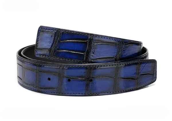 Handpainted Crocodile Skin Belt