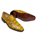 Crocodile Skin Shoes With Double Buckle Strap