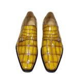 Crocodile Skin Shoes With Double Buckle Strap