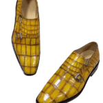 Crocodile Skin Shoes With Double Buckle Strap