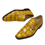 Crocodile Skin Shoes With Double Buckle Strap