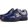 Brushed Crocodile Skin Double Monk Strap Shoes