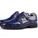 Brushed Crocodile Skin Double Monk Strap Shoes-alt2