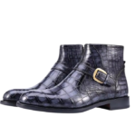 Hand-Painted Crocodile Skin Ankle Boots