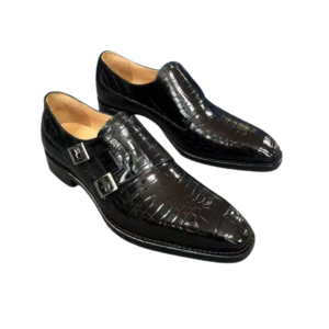 Crocodile Skin Double Monk Strap Shoes