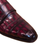 Burgundy Crocodile Skin Double Monk Strap Shoes-alt3