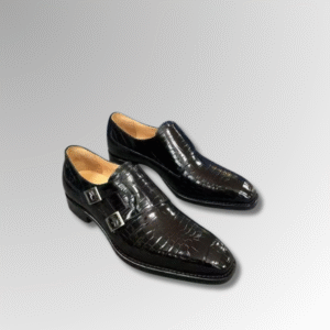 Crocodile Skin Double Monk Strap Shoes