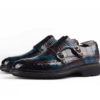Brushed Crocodile Skin Double Monk Strap Shoes