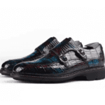 Brushed Crocodile Skin Double Monk Strap Shoes-alt3