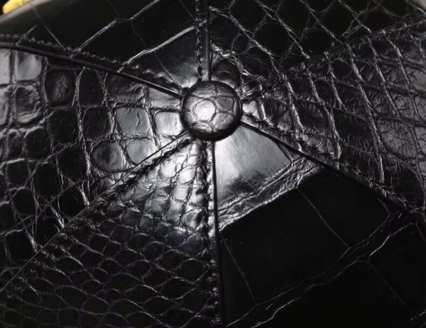 Black Baseball Cap Crocodile Belly Skin