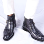 Hand-Painted Crocodile Skin Ankle Boots