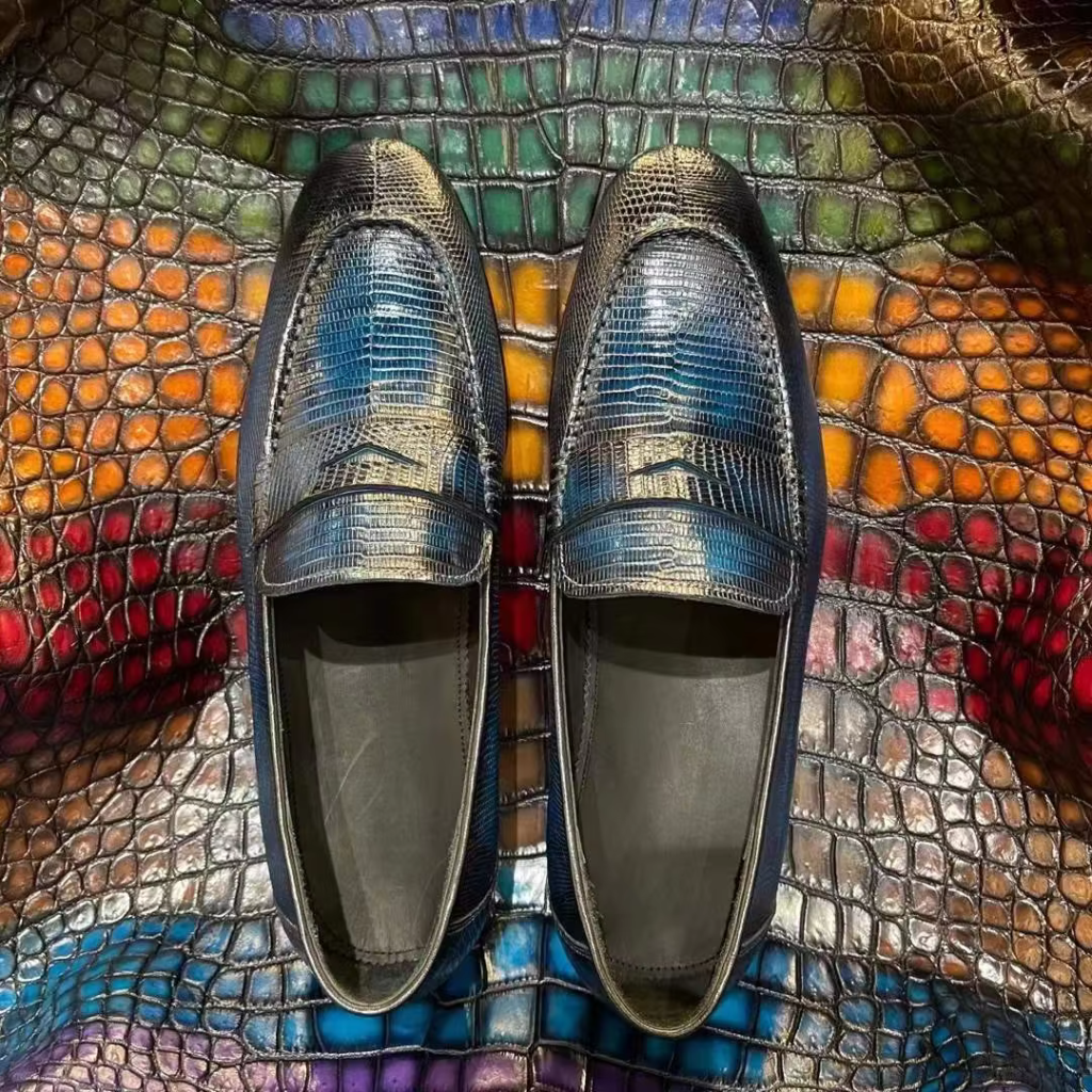 lizard skin colorful loafers