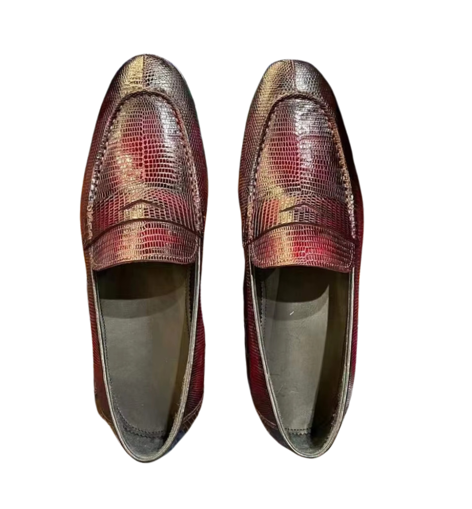 lizard skin colorful loafers