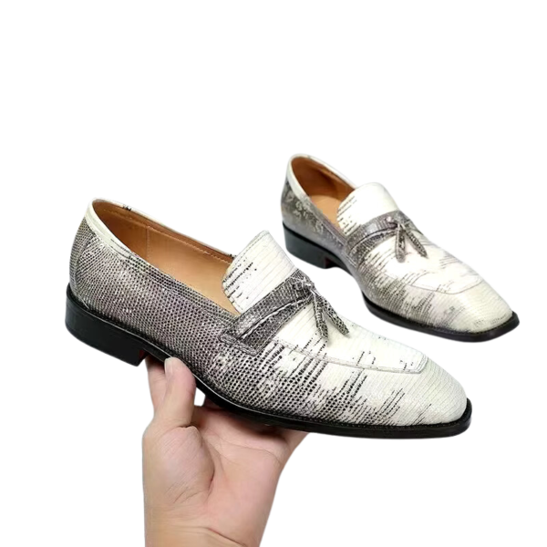 lizard skin loafers with tassels