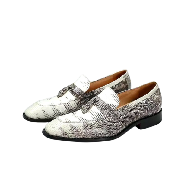 lizard skin loafers with tassels