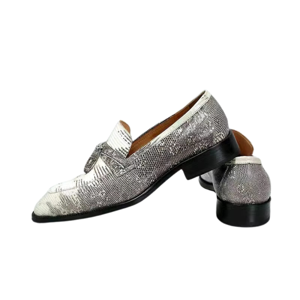 lizard skin loafers with tassels