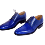 Electric Blue Lizard Skin Lace-up Classic Shoes