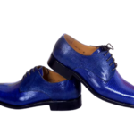 Electric Blue Lizard Skin Lace-up Classic Shoes