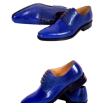 Electric Blue Lizard Skin Lace-up Classic Shoes
