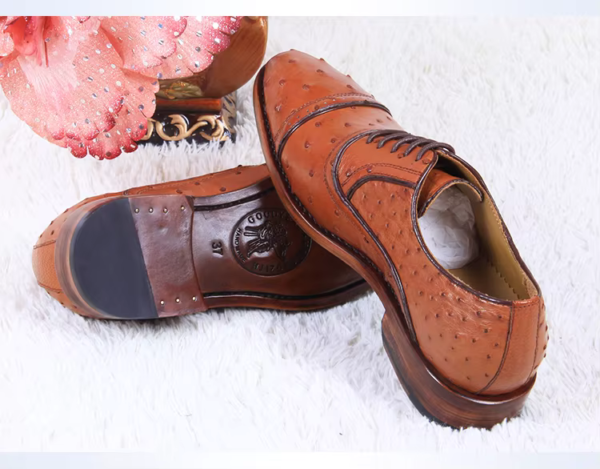 Ostich Skin Lace-up Shoes
