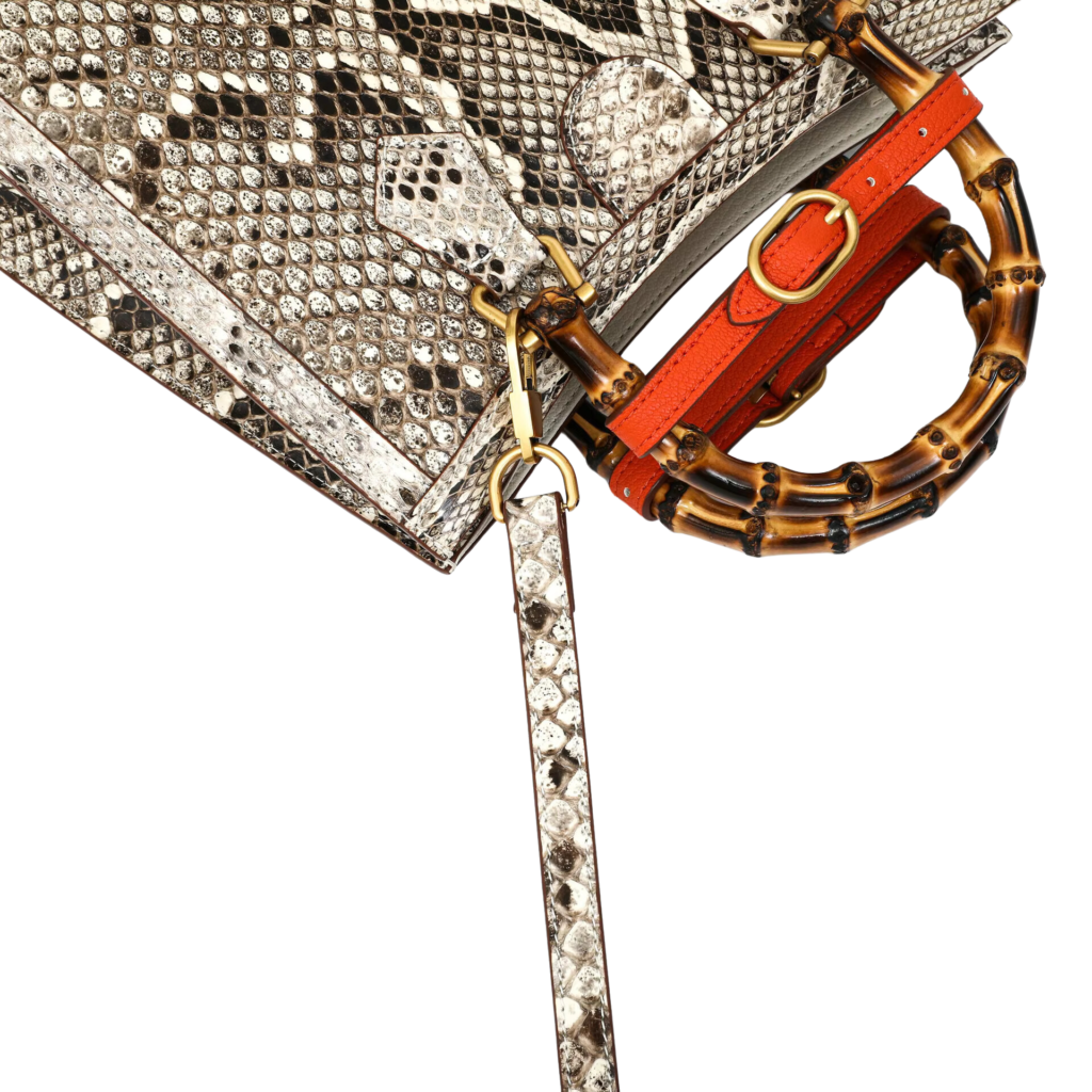 Python Snake Skin Top-Handle Handbag