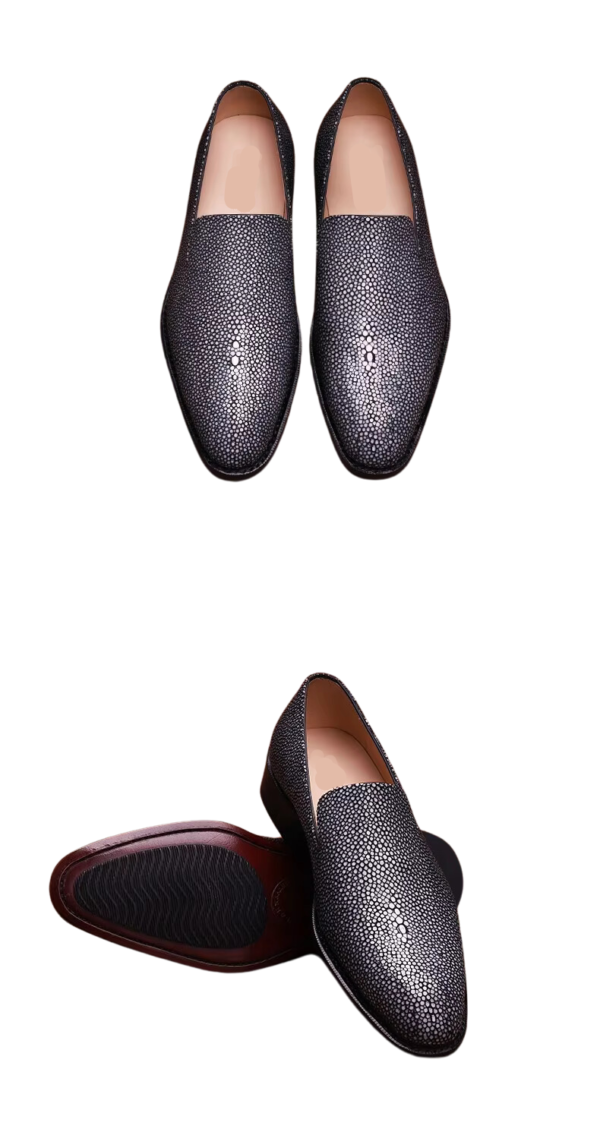 Black Stingray Skin Loafers