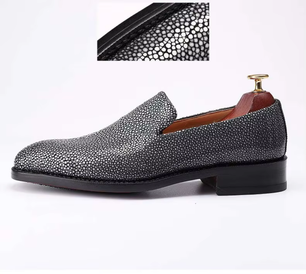 Black Stingray Skin Loafers