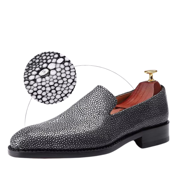 Black Stingray Skin Loafers