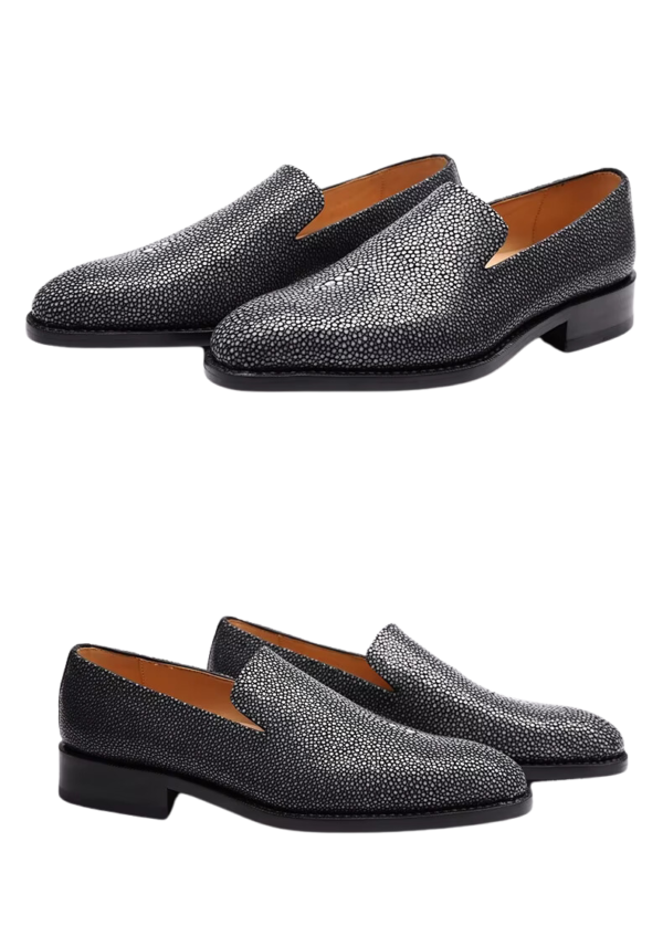 Black Stingray Skin Loafers