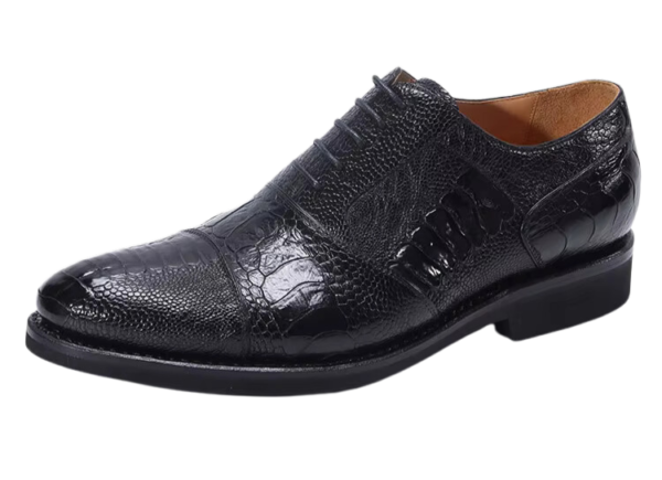 Ostrich Skin Classic Lace-Up Dress Shoes