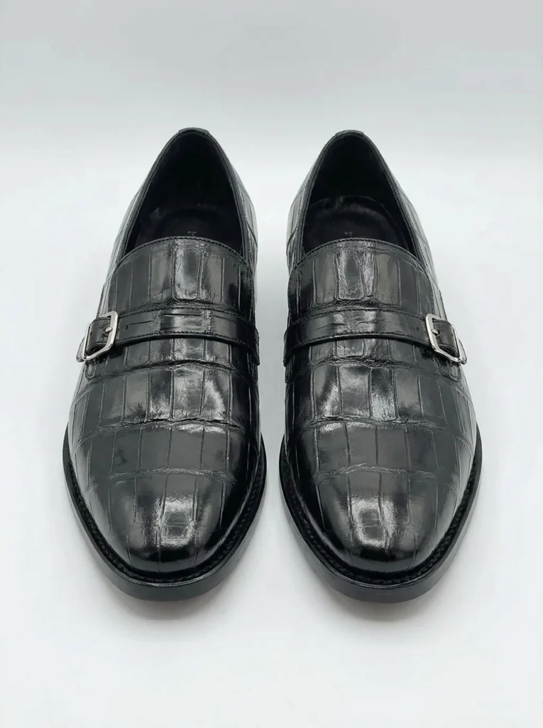 Black Crocodile Skin Formal Loafers