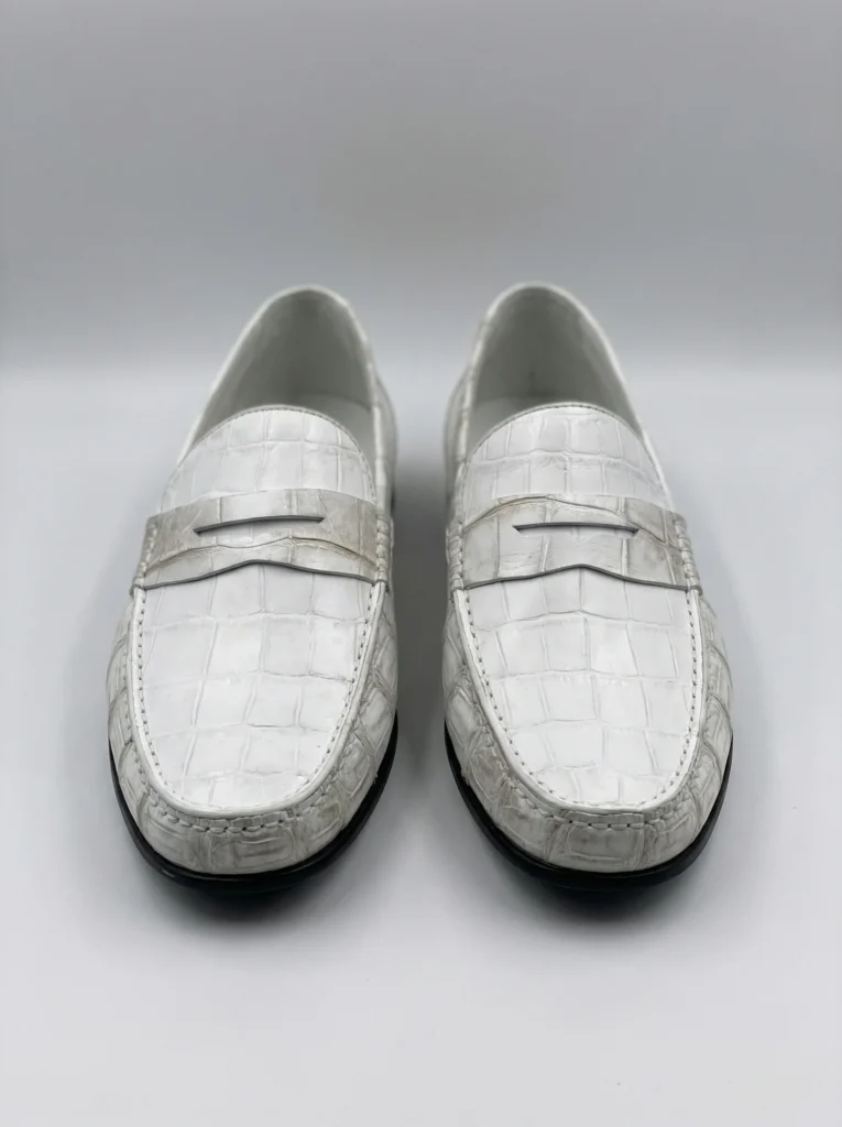 Himalayan White Crocodile Skin Loafers