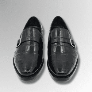Black Crocodile Skin Formal Loafers