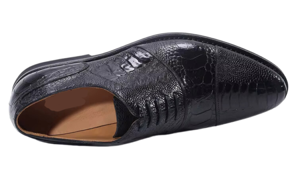 Ostrich Skin Classic Lace-Up Dress Shoes