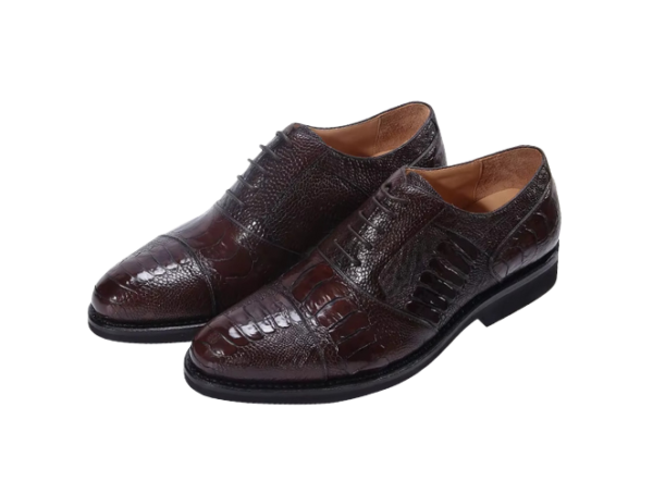 Ostrich Skin Classic Lace-Up Dress Shoes