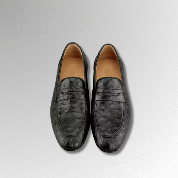 Ostrich Leather Penny Loafers