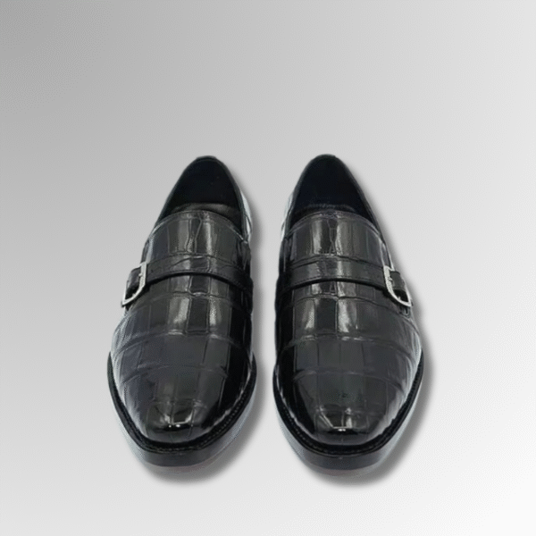 Black Crocodile Skin Formal Loafers
