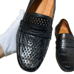 Perforated Crocodile Skin Loafers-alt8
